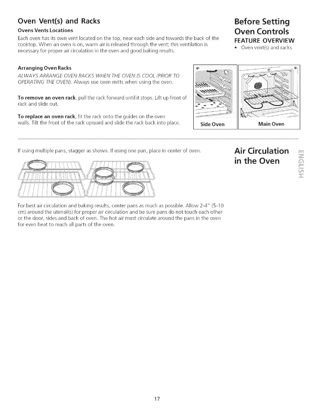 Kenmore 790.75503 manual Air Circulation, in the Oven, Before Setting Oven Controls, Feature Overview 
