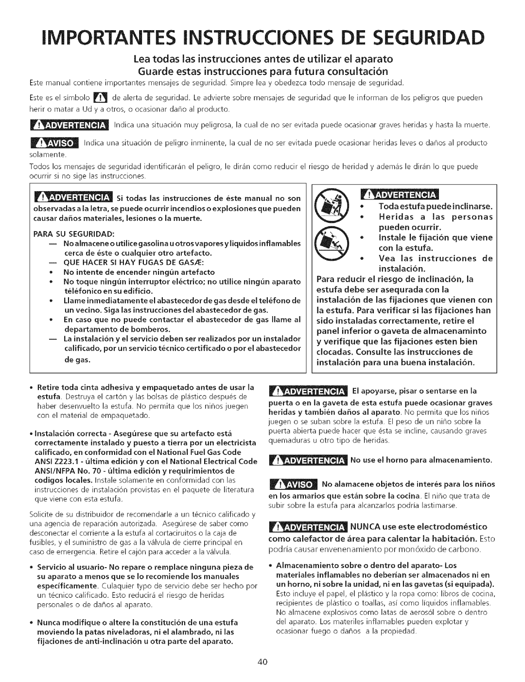 Kenmore 790.75503 manual Importantes Instrucciones De Eguridad 