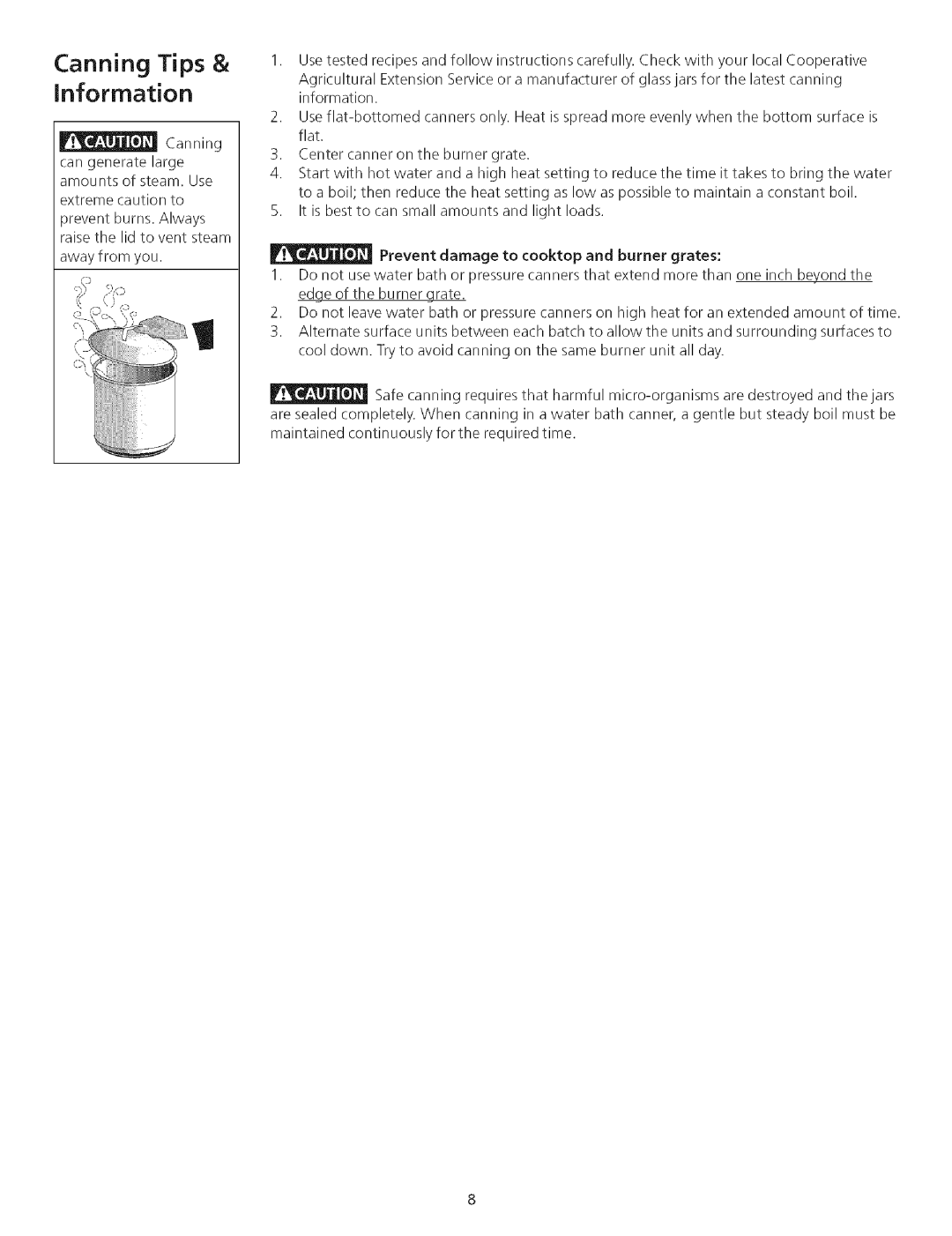 Kenmore 790.75503 manual Canning Tips & Information 