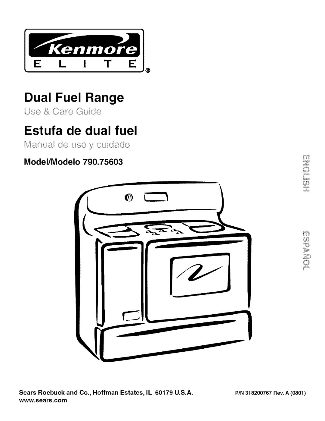 Kenmore 790.75603 manual Dual Fuel Range Estufa de dual fuel, Model/Modelo 