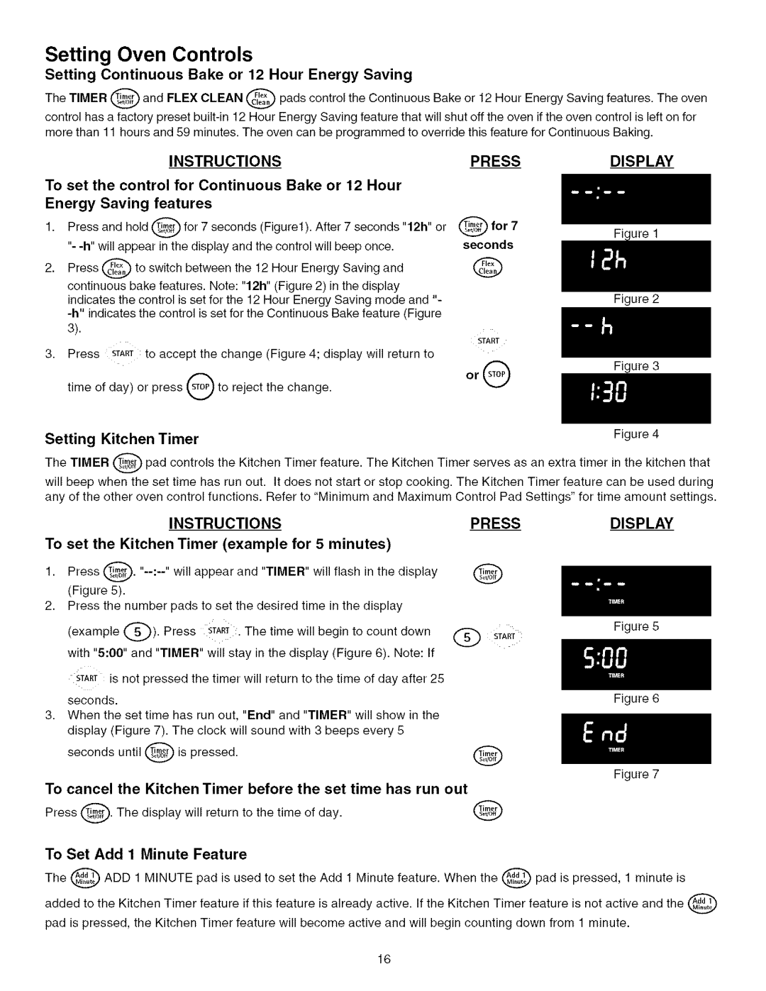 Kenmore 790.75603 manual Instructions, Display 