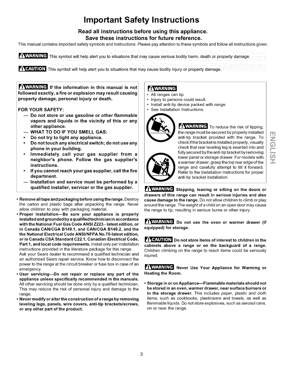 Kenmore 790.75604 manual Important Safety Instructions, Read all instructions before using this appliance, For Your Safety 