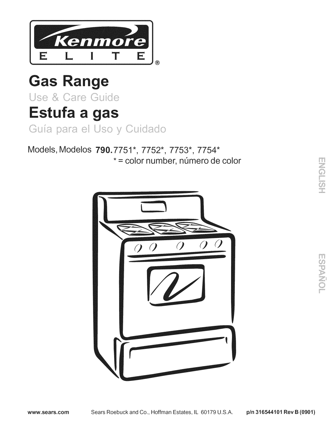 Kenmore 790.7754, 790.7753, 790.7751, 790.7752 manual Gas 