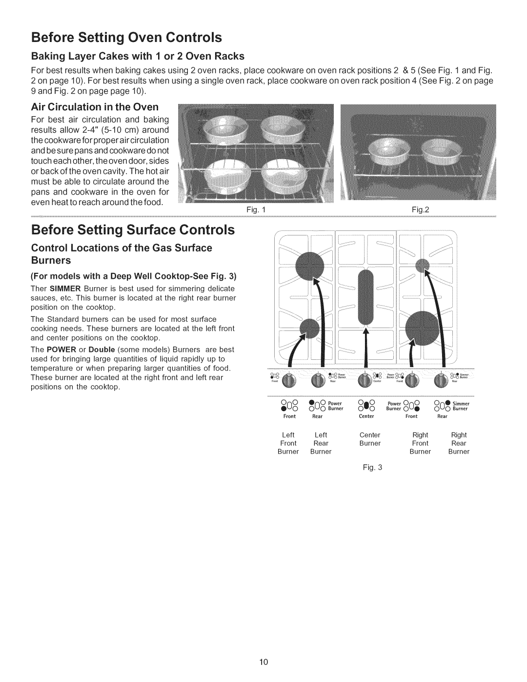 Kenmore 790.7751, 790.7753 manual Baking Layer Cakes with 1 or 2 Oven Racks, Air Circulation in the Oven, Control Locations 