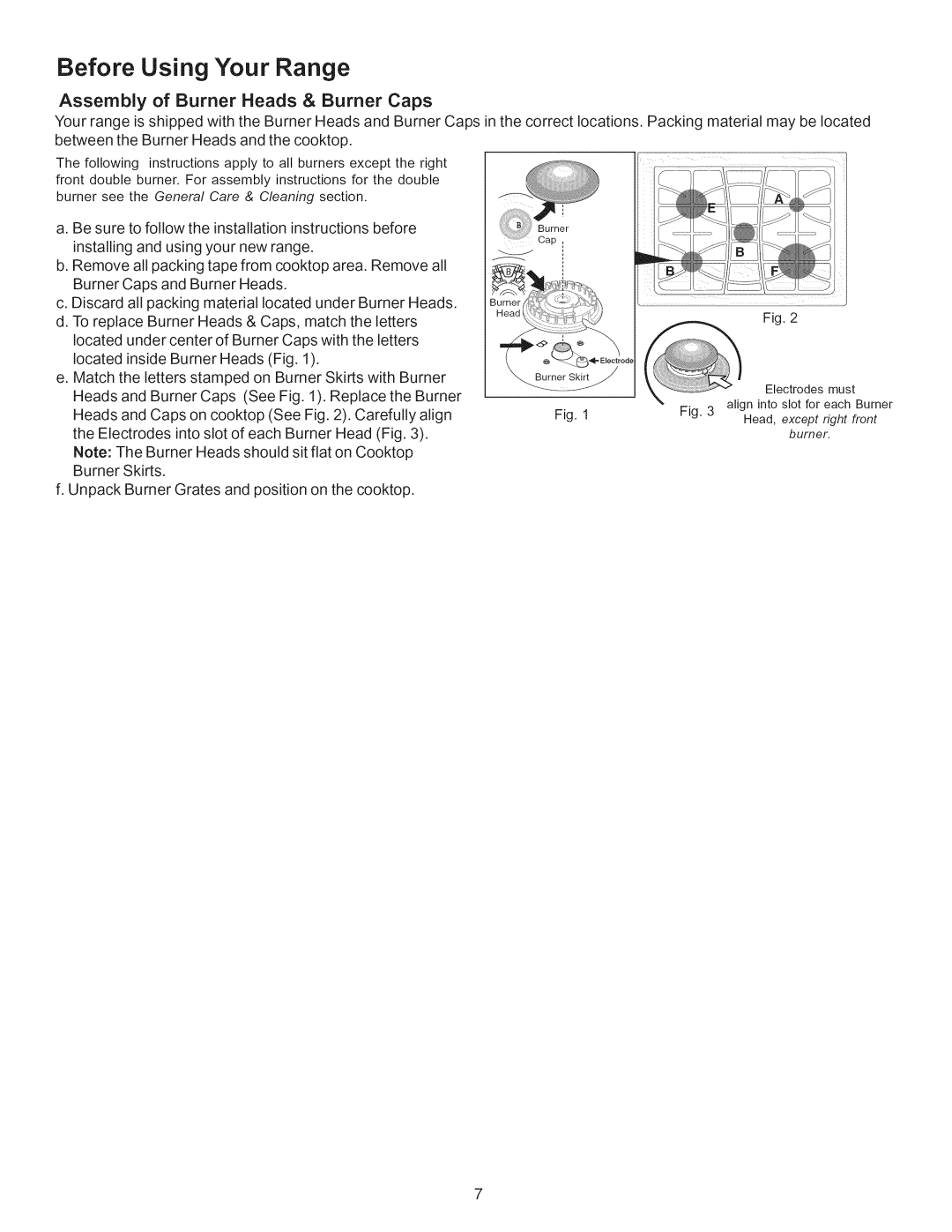 Kenmore 790.7752, 790.7753, 790.7754, 790.7751 manual Before Using Your Range, Assembly of Burner Heads & Burner Caps 