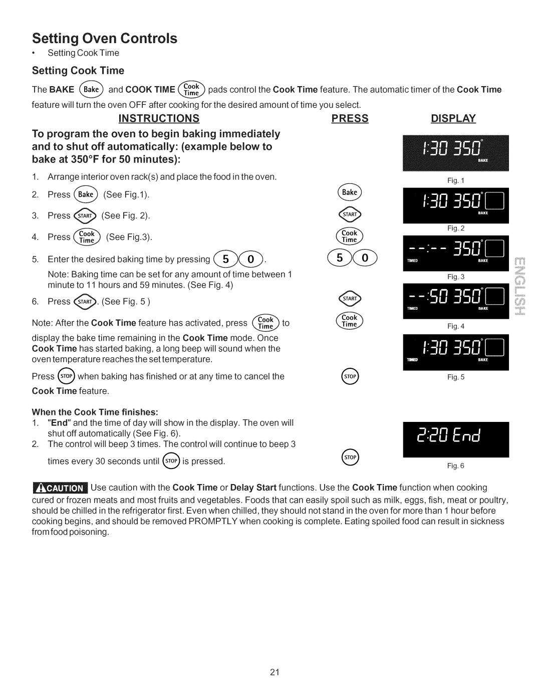 Kenmore 790.7755 manual Setting Cook Time, Bake at 350F for 50 minutes 