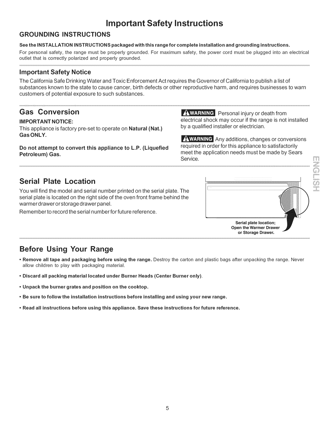 Kenmore 790.7755 manual Grounding iNSTRUCTiONS, Important Safety Notice, IMPORTANT Notice 