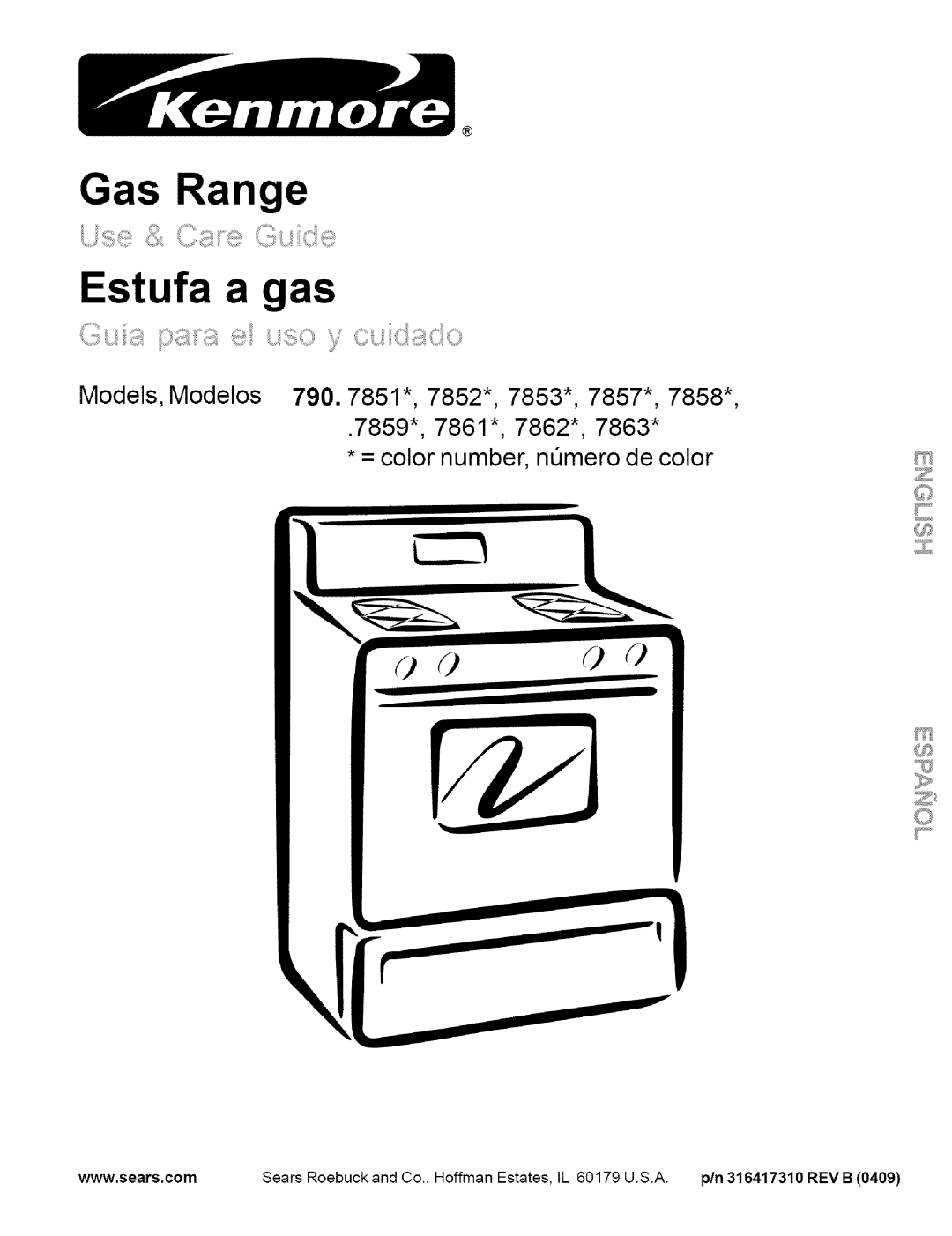 Kenmore 790.7858, 790.7859, 790.7861, 790.7857, 790.7851, 790.7863, 790.7862, 790.7852, 790.7853 manual Estufa a gas 