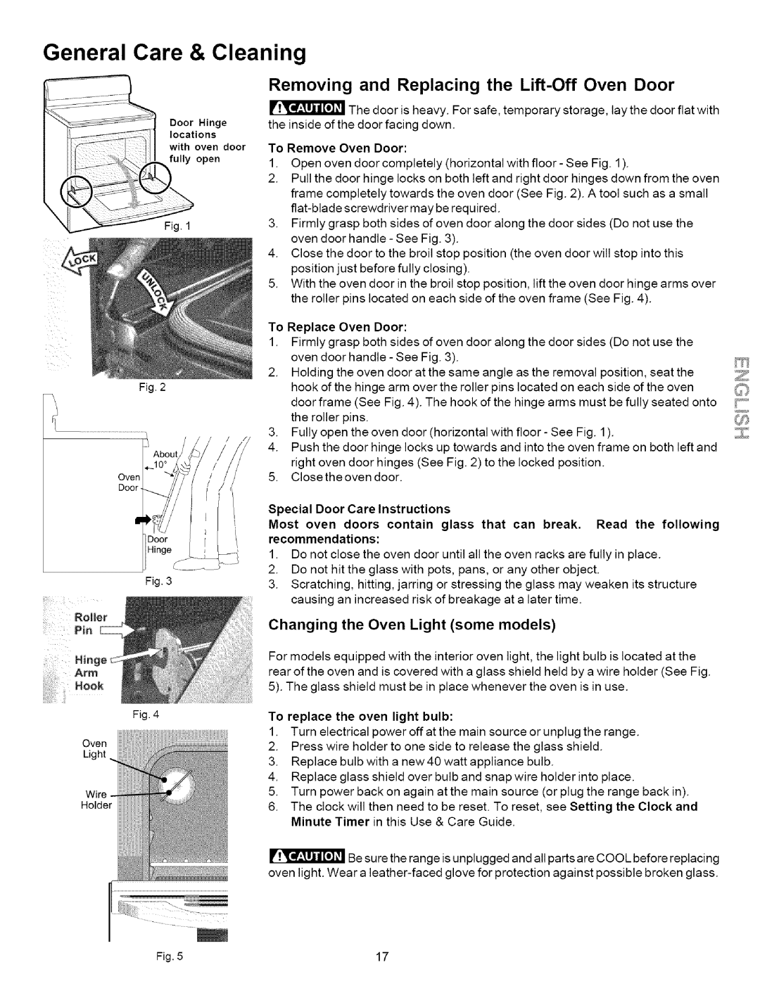 Kenmore 790.7853, 790.7859, 790.7858 manual Changing the Oven Light some models, To Remove Oven Door, To Replace Oven Door 