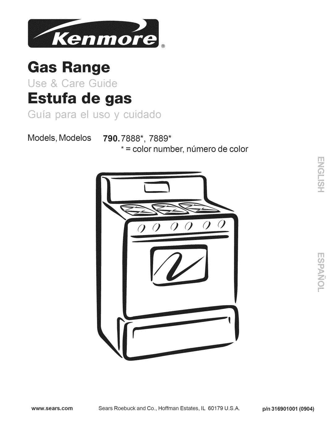 Kenmore 790.7888, 790.7889 manual Gas 