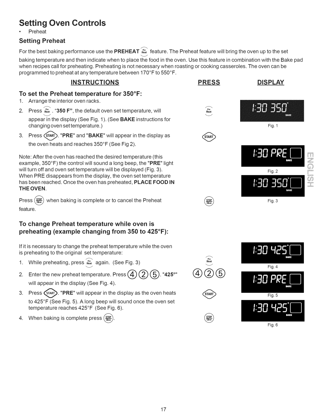 Kenmore 790.7888 Setting Preheat, To set the Preheat temperature for 350F, To change Preheat temperature while oven is 