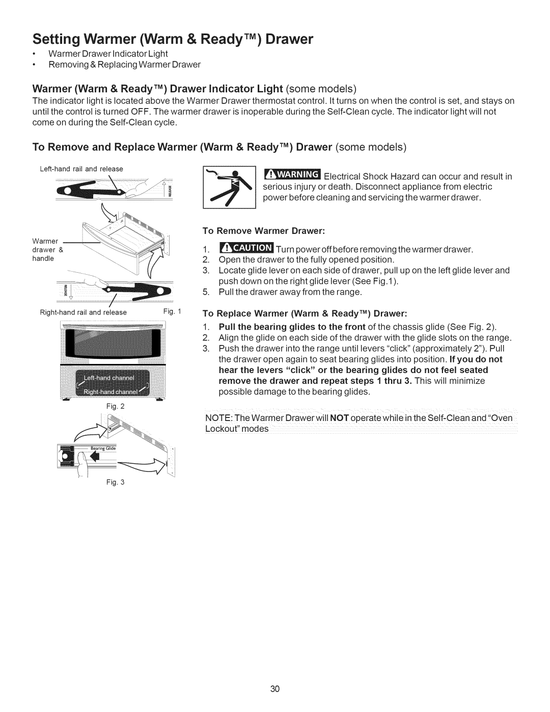 Kenmore 790.7889 manual Setting Warmer Warm & Ready TM Drawer, Warmer Warm & Ready TM Drawer Indicator Light some models 