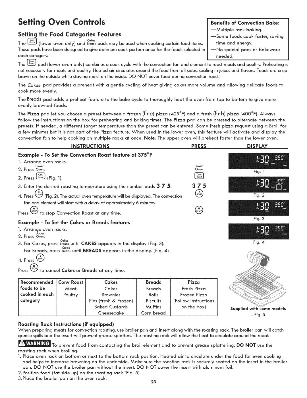 Kenmore 790.7890, 790.7892 manual Setting the Food Categories Features, 375 