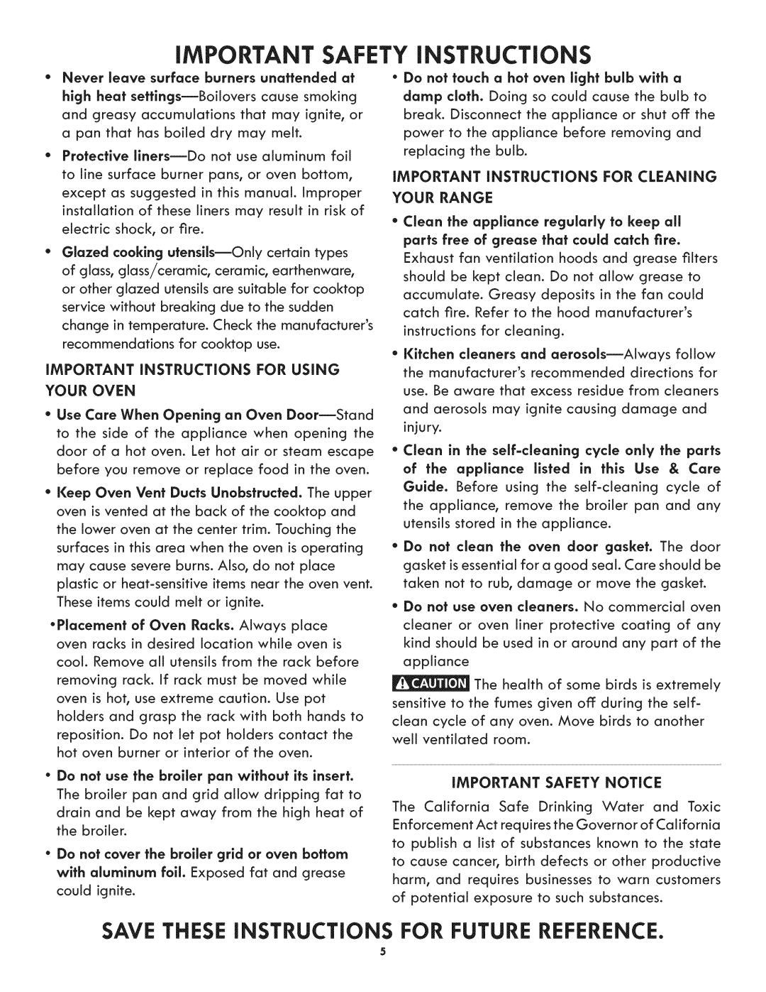 Kenmore 790.7890 manual iMPORTANT SAFETY iNSTRUCTiONS, Save These Instructions For Future Reference, Your Oven, Your Range 
