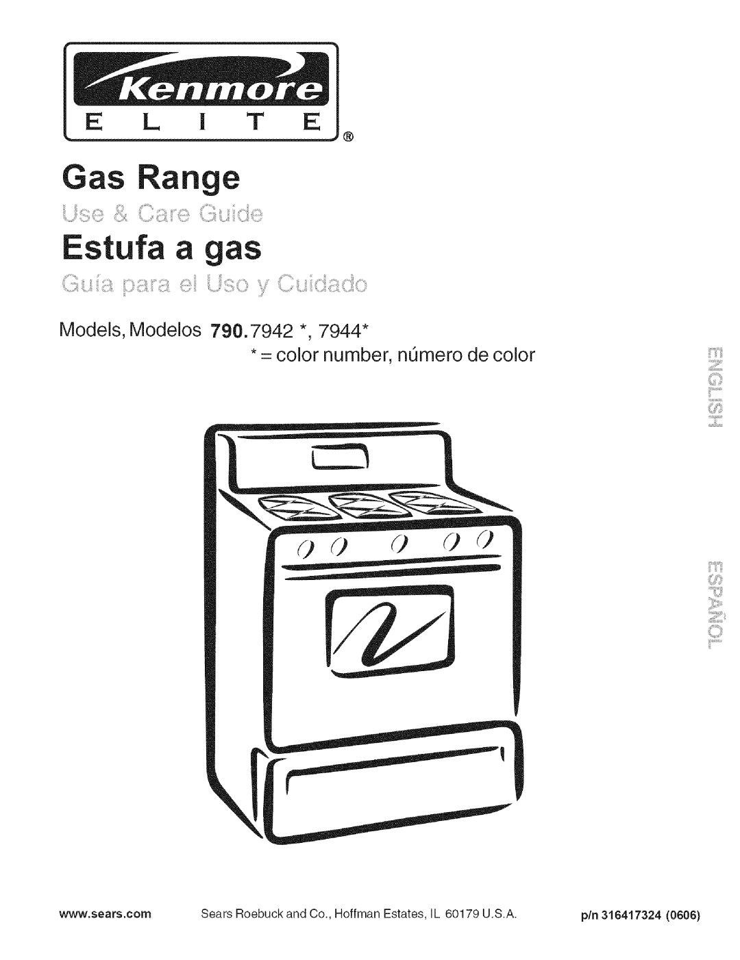 Kenmore 790.7944 manual Estufa a as, Models, Modelos 790.7942 = color number, ntJmero de color 