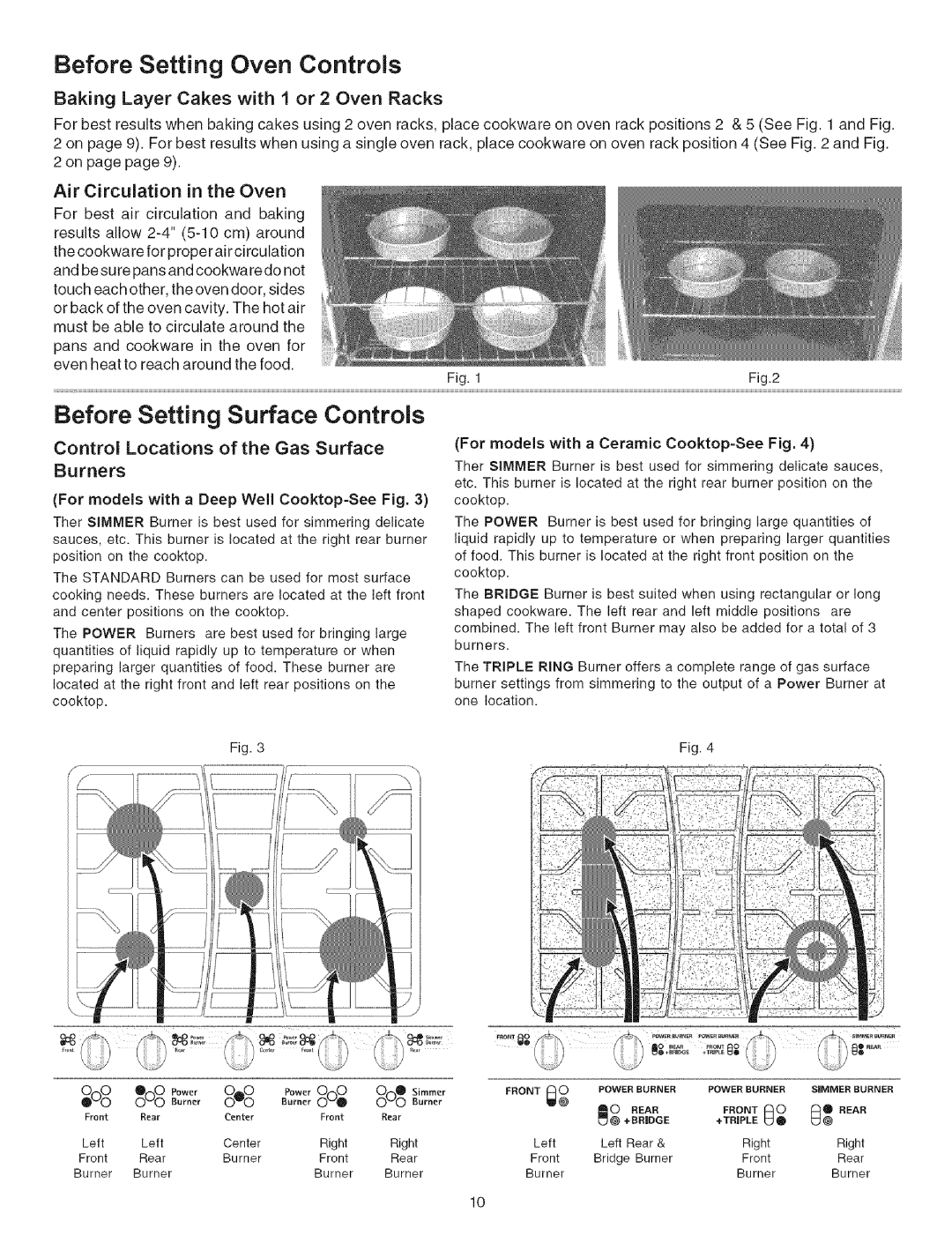 Kenmore 790.7944, 790.7942 manual Before Setting Oven Controls, Before Setting Surface Controls, Air Circulation in the Oven 