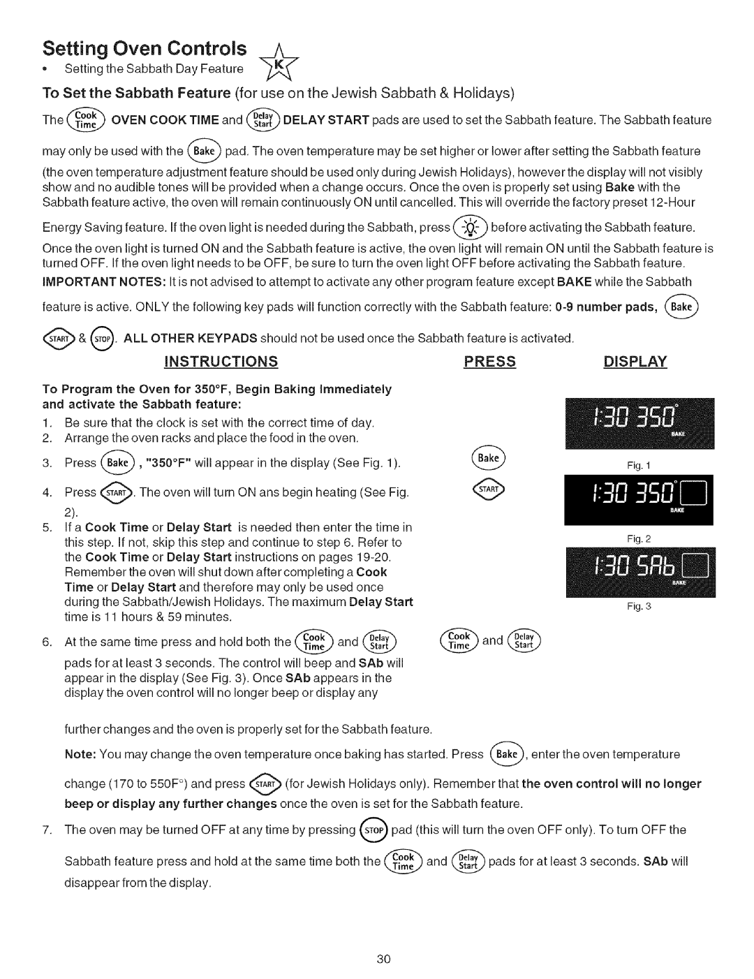 Kenmore 790.7944, 790.7942 manual SettingtheOvenSabbathControlsDay Feature 