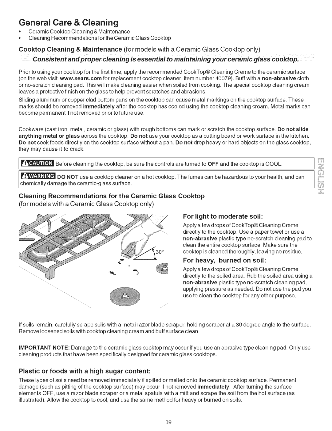 Kenmore 790.7942, 790.7944 manual For heavy, burned on soil 