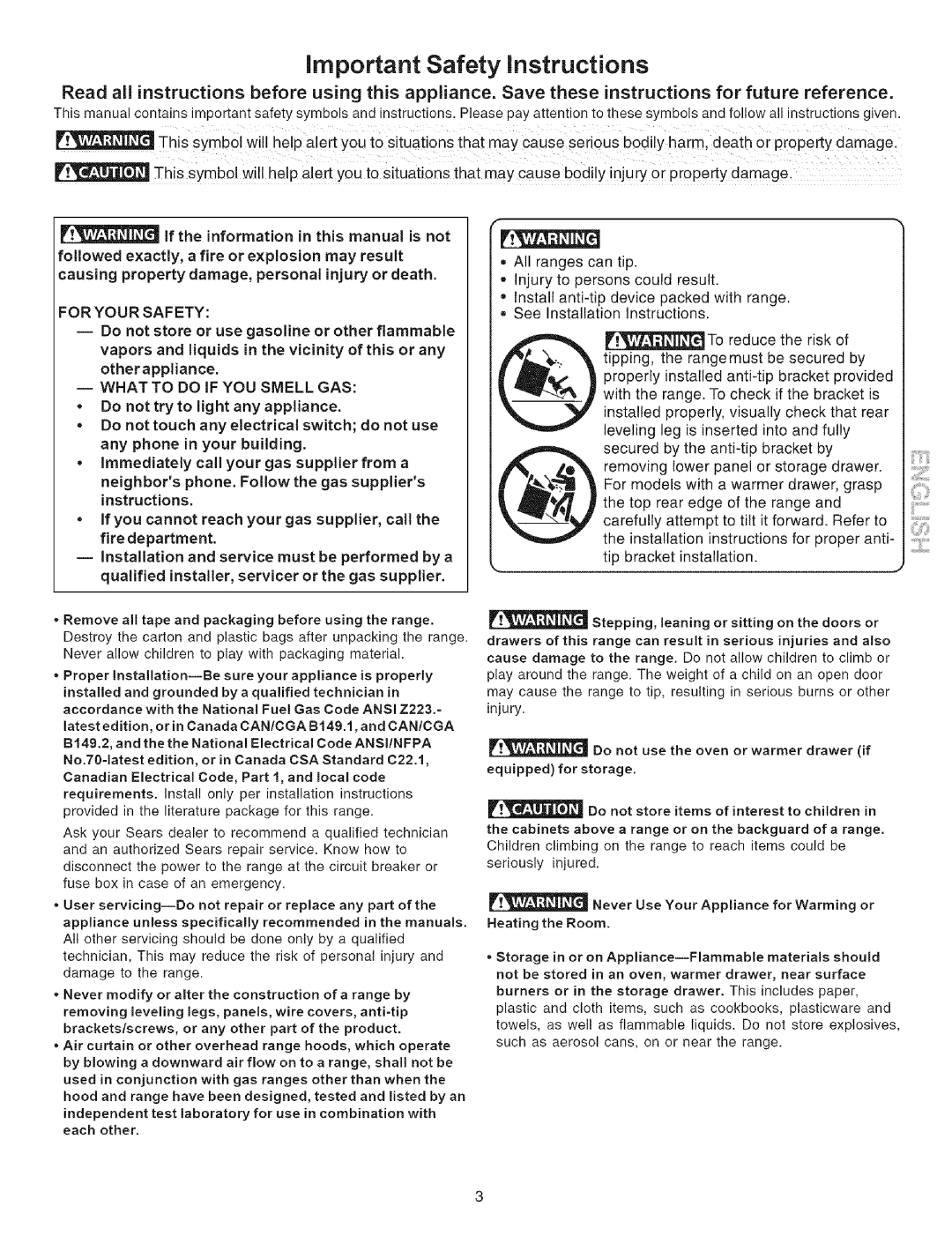 Kenmore 790.7946 Important Safety instructions, If the information in this manual is not 