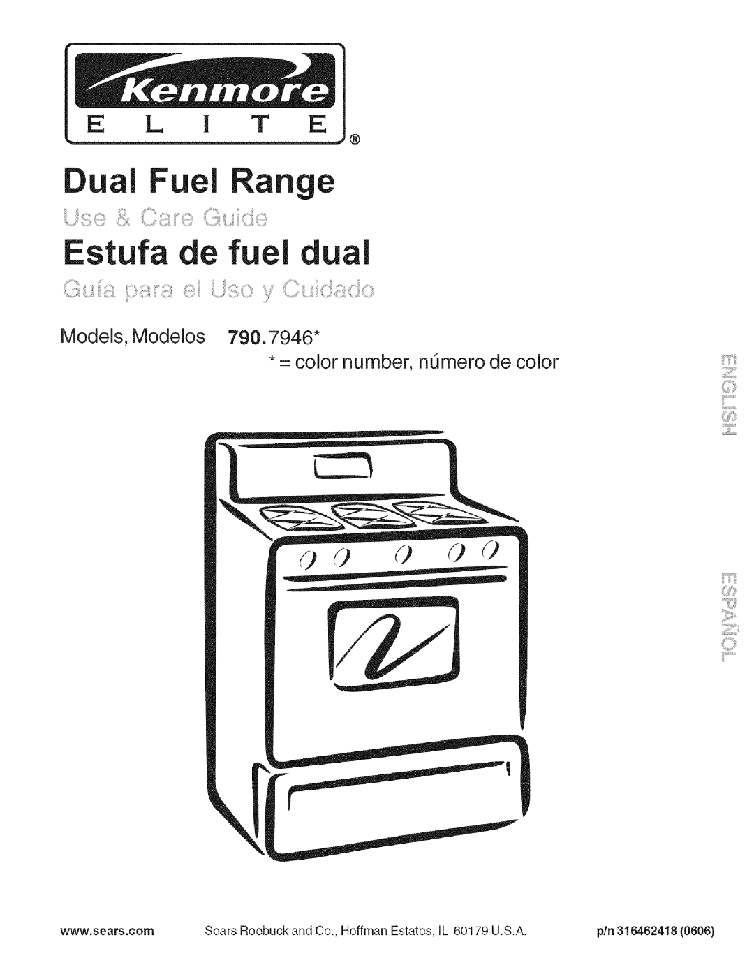 Kenmore 790.7946 manual Estufa e fuel dual, i_/,iiii_liiiil__, Models, Modelos = color number, nQmero de color, E L I T E 