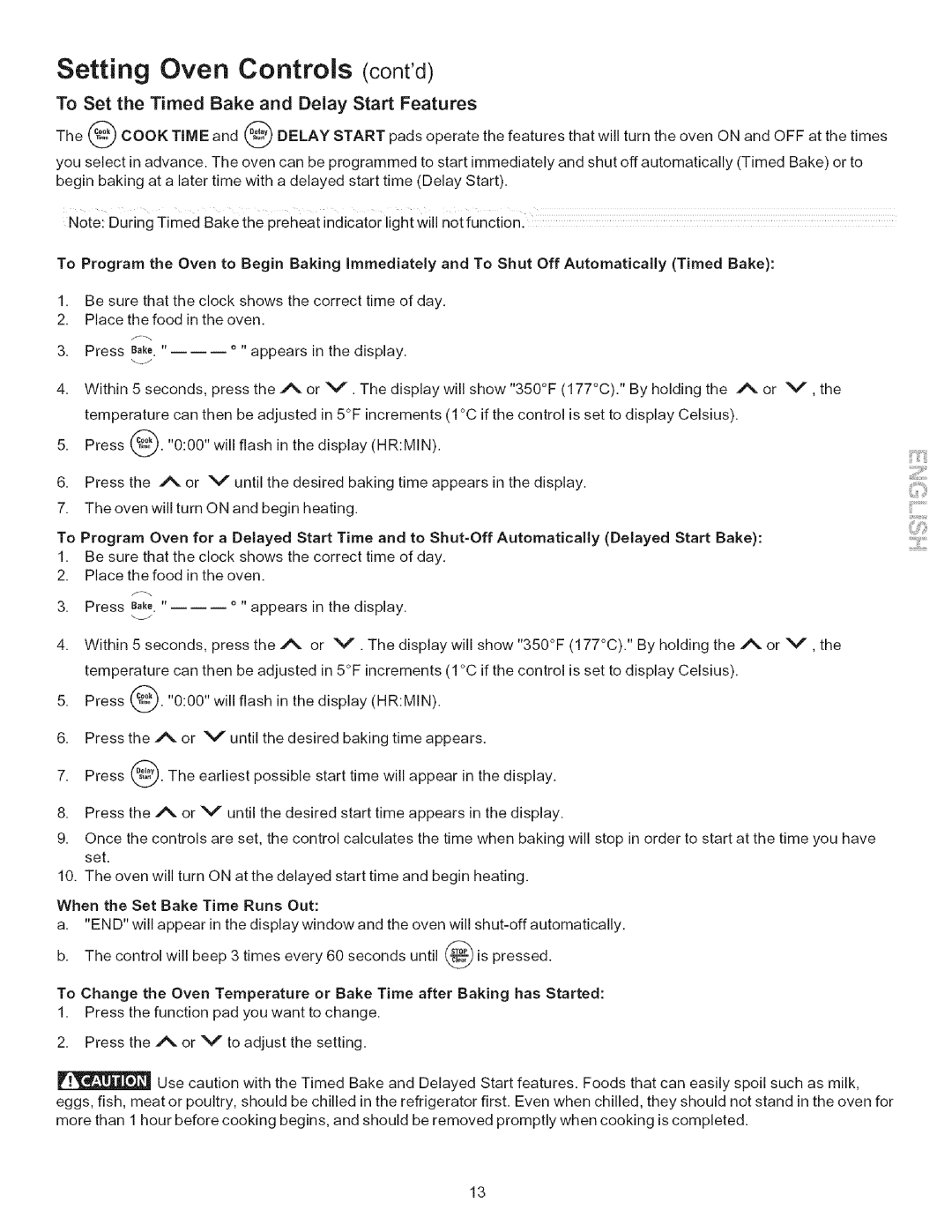 Kenmore 790.7865, 790.7965, 790.7866 manual To Set the Timed Bake and Delay Start Features 