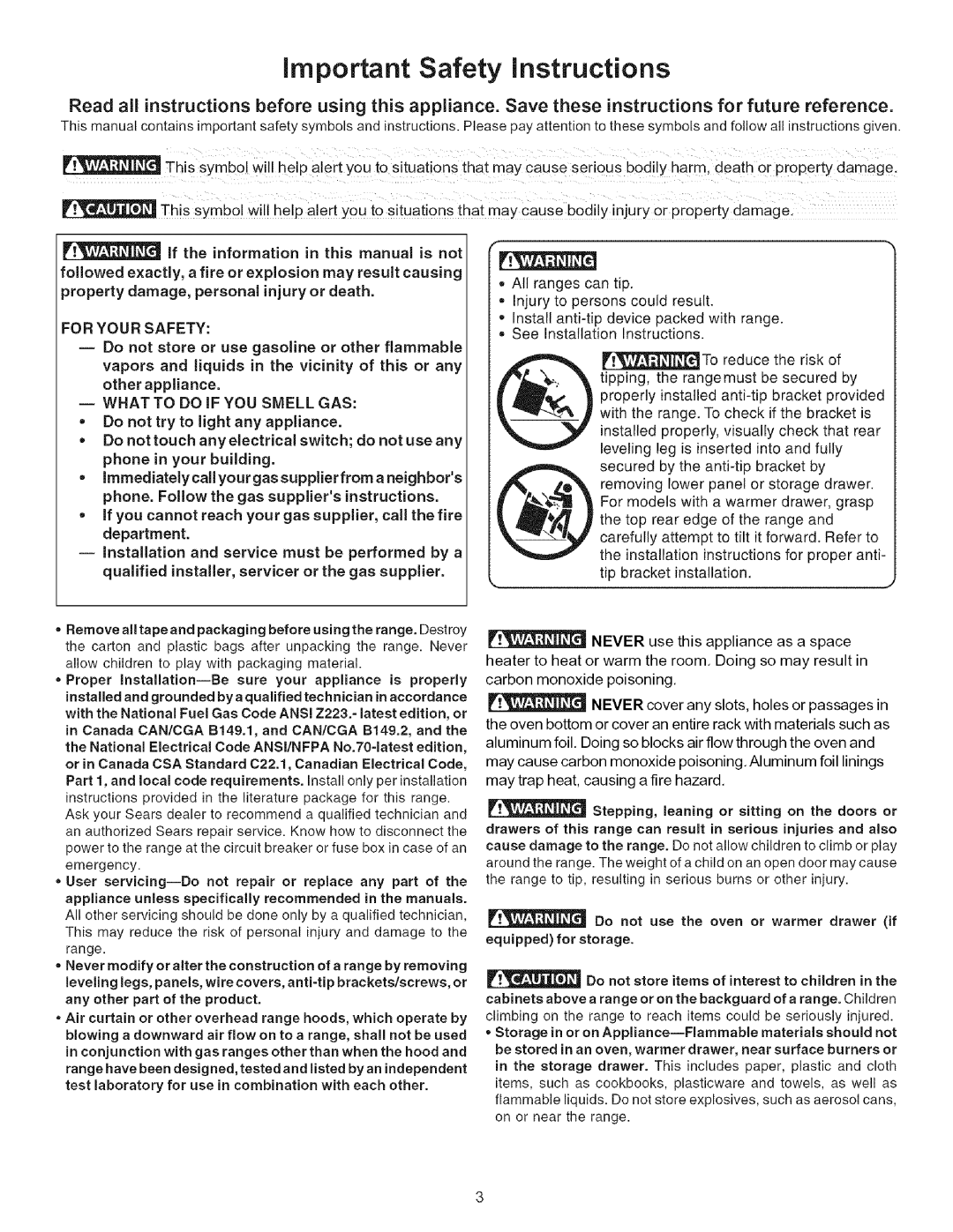 Kenmore 790.7965, 790.7865, 790.7866 Important Safety instructions, If the information in this manual is not 