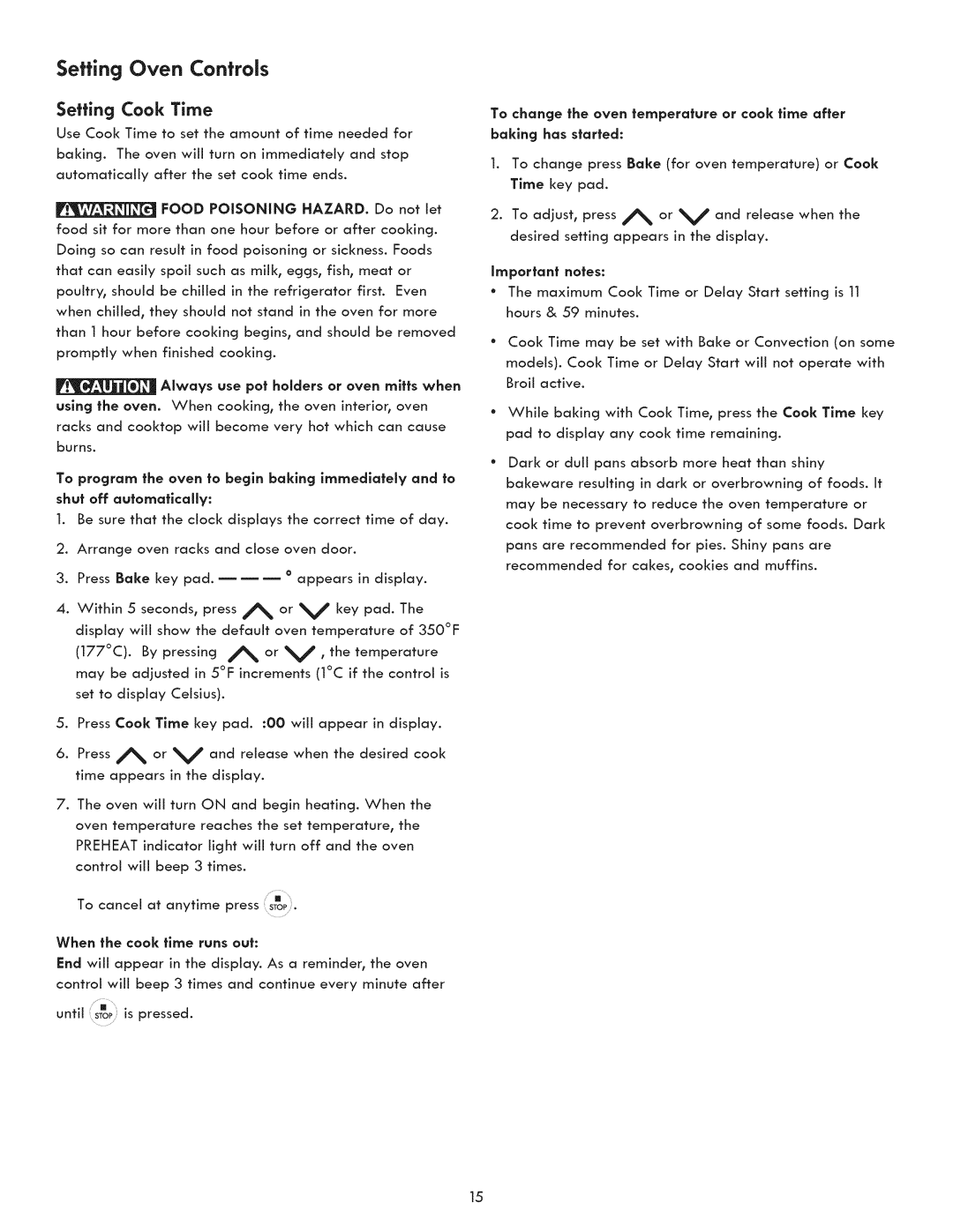 Kenmore 790.9031 manual Setting Cook Time, Shut off automatically 