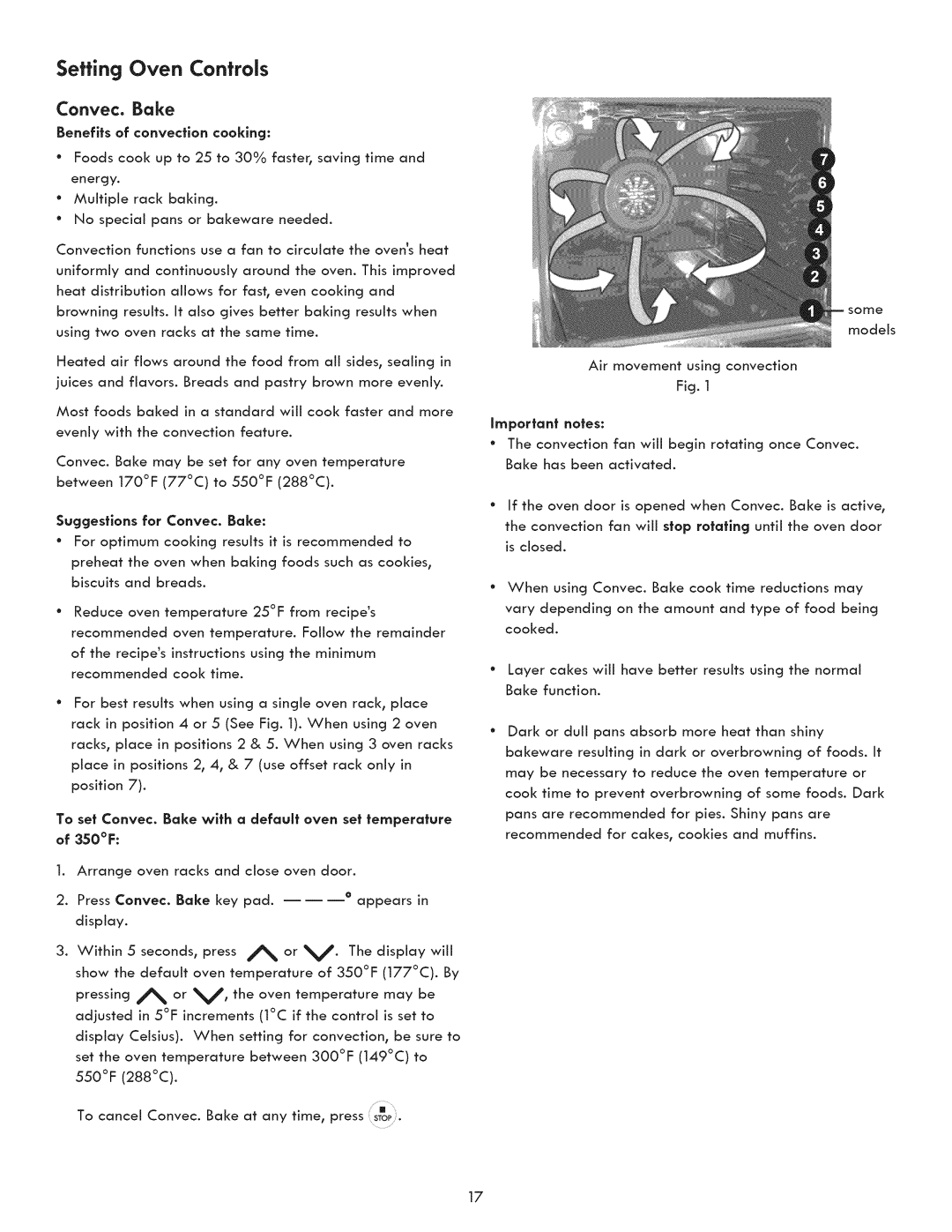 Kenmore 790.9031 manual 3SOF, Suggestions for Convec. Bake, Oven, Press Convec 