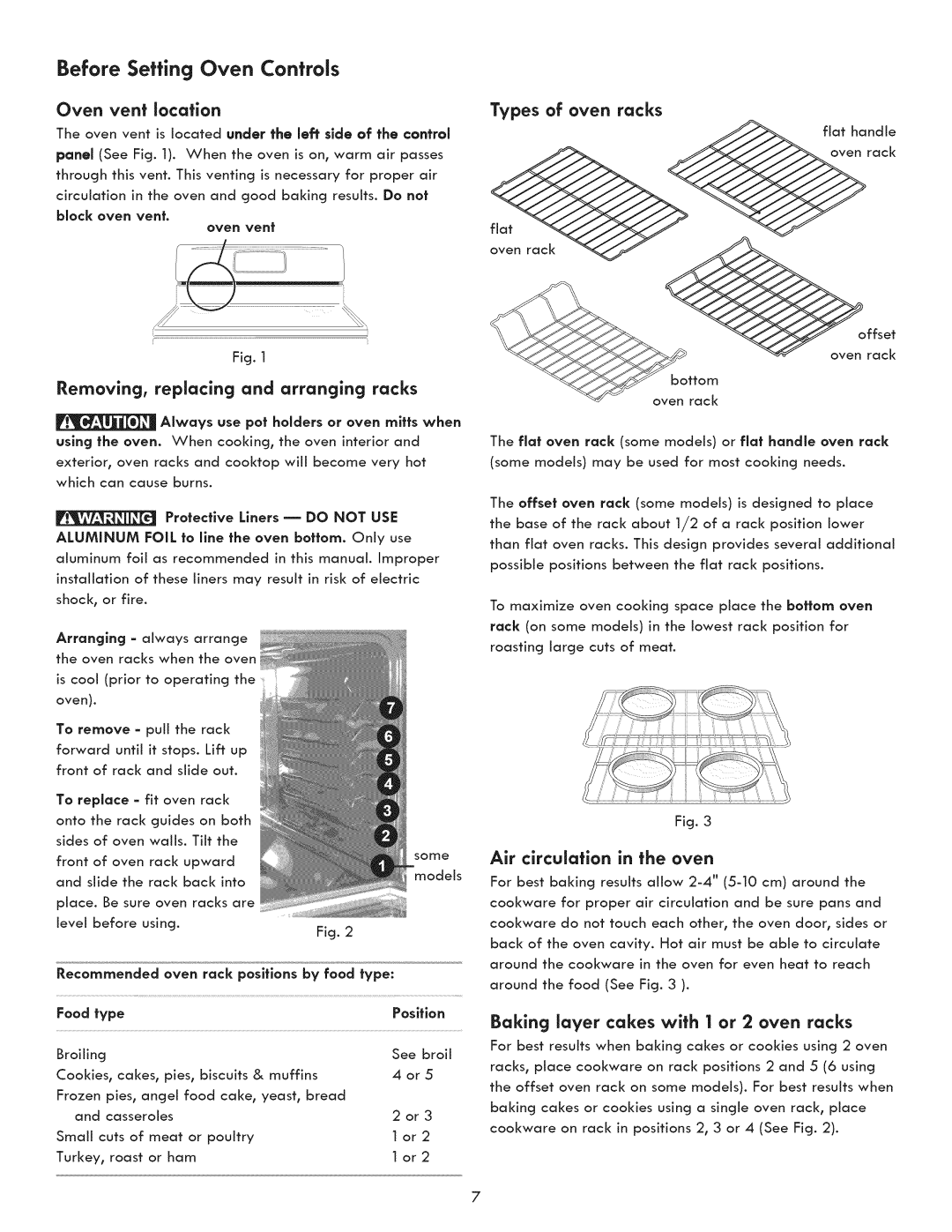 Kenmore 790.9270, 790.9290 manual Before Setting Oven Controls, Removing, replacing and arranging racks, Types of oven racks 