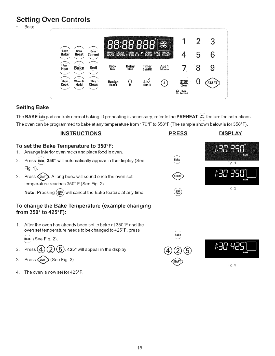 Kenmore 790.9446 manual Setting Bake, INSTRUCTiONS, To set the Bake Temperature to 350F 