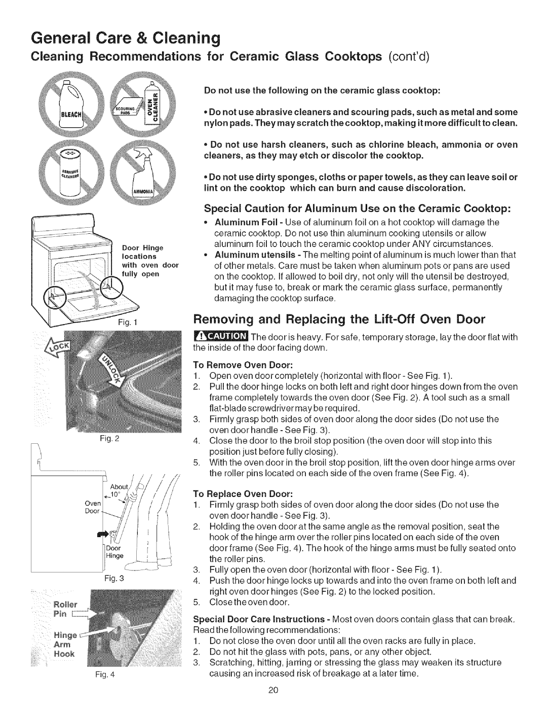 Kenmore 790.9600, 790.9601, 790.9603, 790.9602 manual Cleaning Recommendations for Ceramic Glass Cooktops contd 