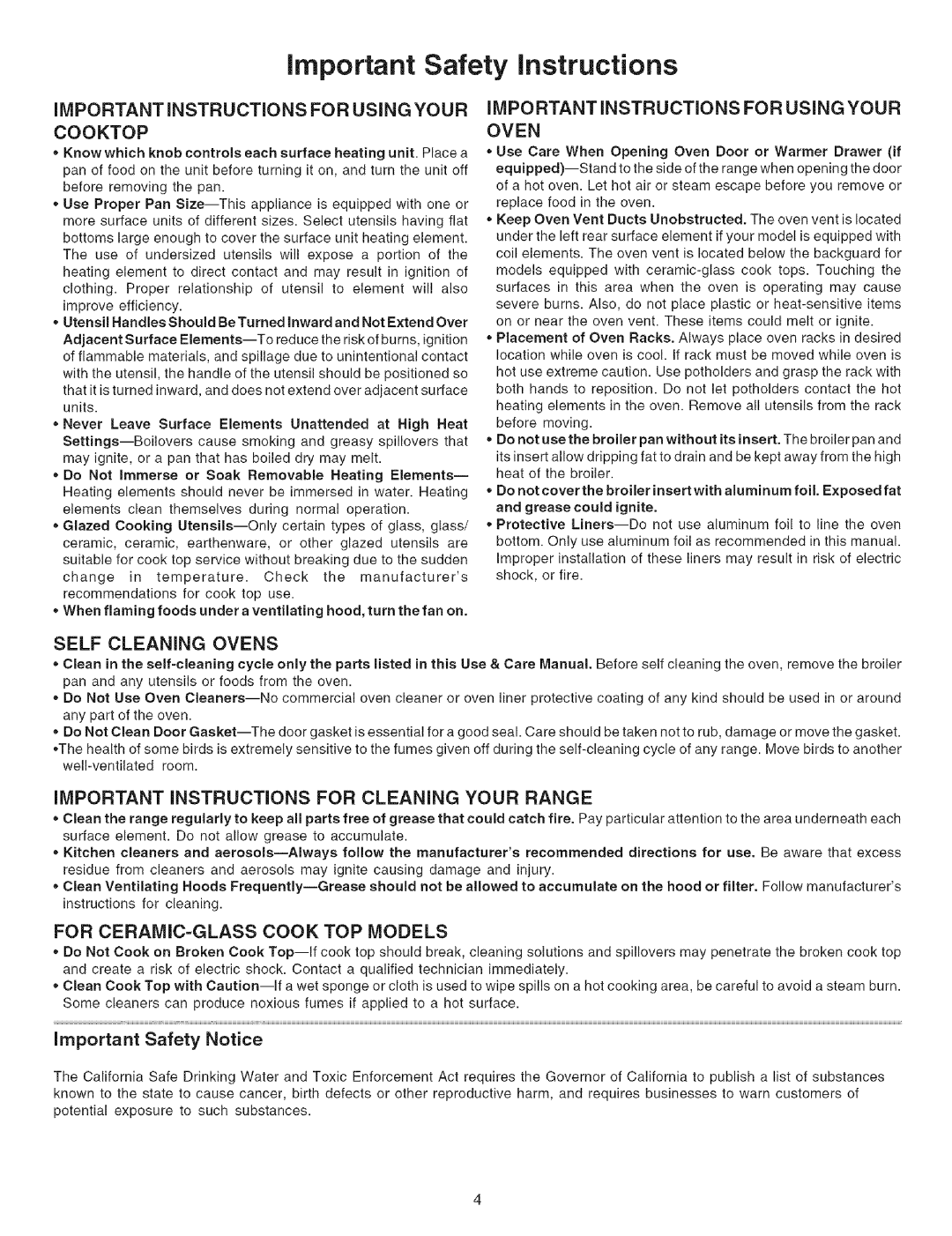 Kenmore 790.9600, 790.9601, 790.9603, 790.9602 manual Knportant Safety Notice, Grease could ignite 