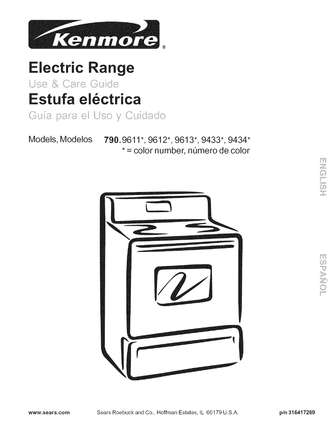 Kenmore 790.9612, 790.9613, 790.9611, 790.9433, 790.9434 manual Estufa elctrica 