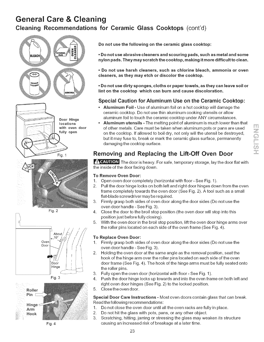 Kenmore 790.9433, 790.9613, 790.9612 manual General Care & Cleaning, Special Caution for Aluminum Use on the Ceramic Cooktop 