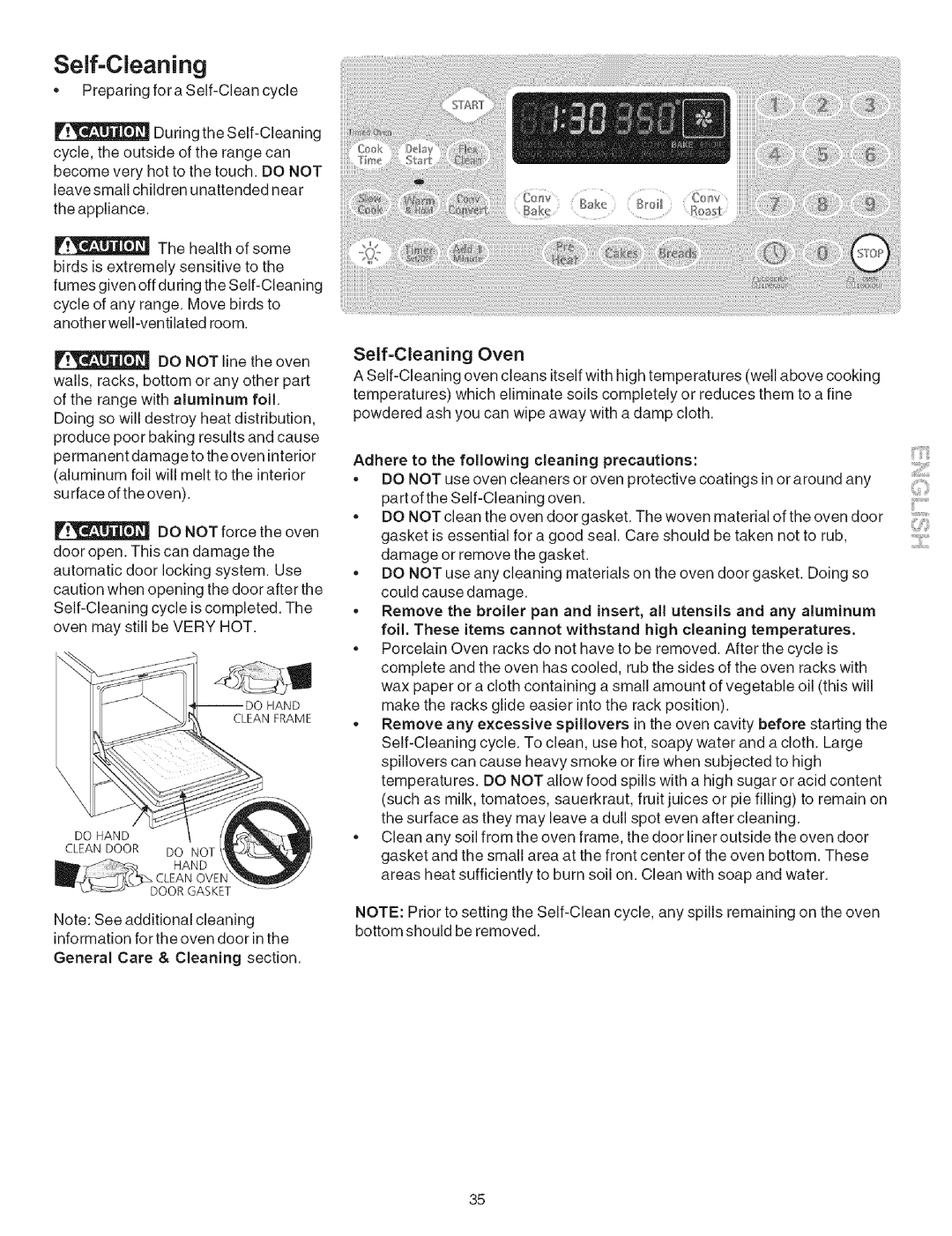 Kenmore 790.9659 manual Self-Cleaning Oven 