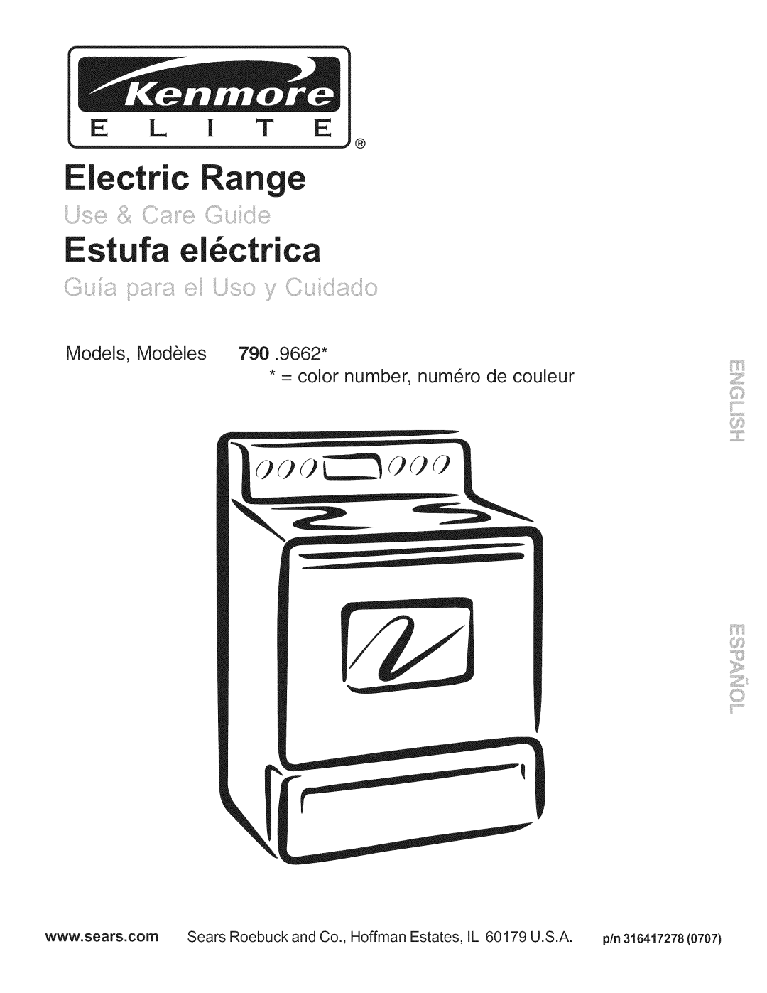 Kenmore manual Models, Modeles 790.9662 = color number, numero de couleur 