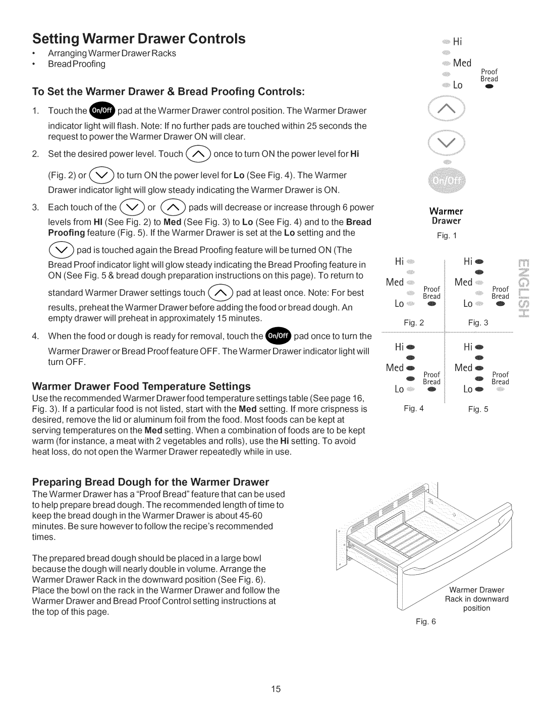 Kenmore 790.9662 manual Setting Warmer Drawer Controls, To Set the Warmer Drawer & Bread Proofing Controls, Hio 