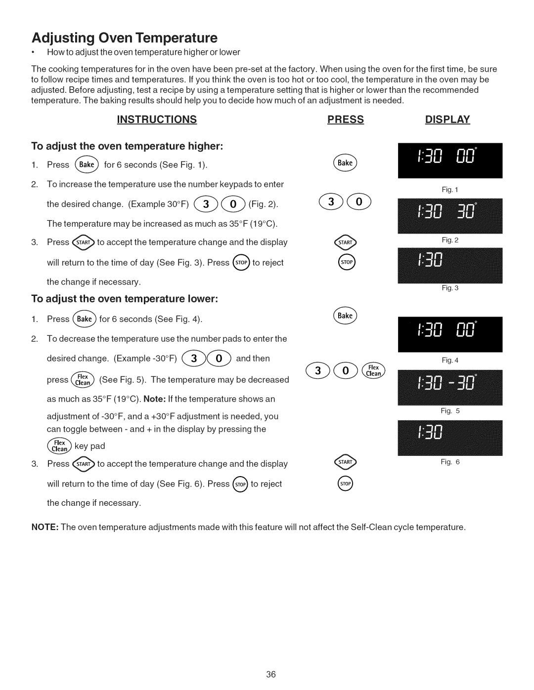 Kenmore 790.9662 manual Adjusting Oven Temperature, INSTRUCTiONS, To adjust the oven temperature higher 