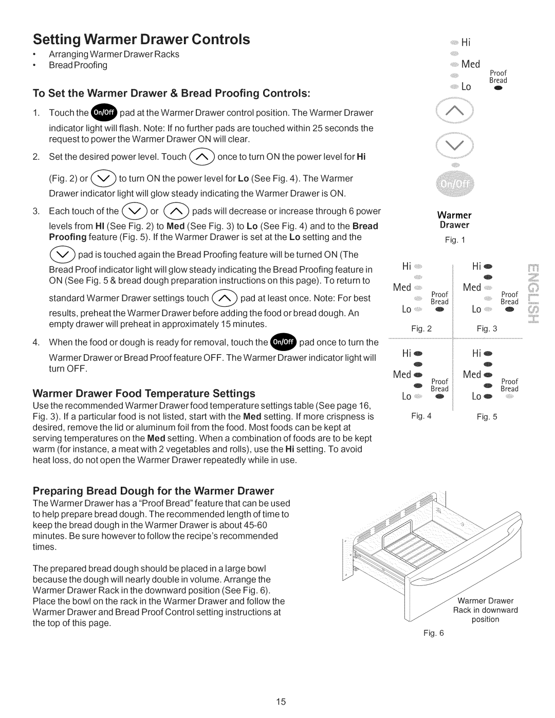 Kenmore 790.9662 manual Setting Warmer Drawer Controls, Warmer Drawer Food Temperature Settings 