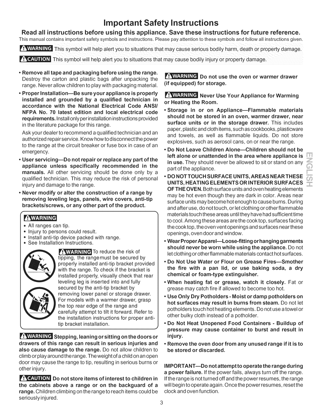 Kenmore 790.9662 manual important Safety instructions, injury 