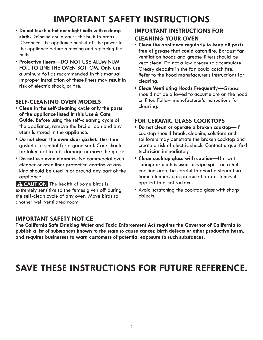 Kenmore 790.9751 manual Save these instructions for future reference 