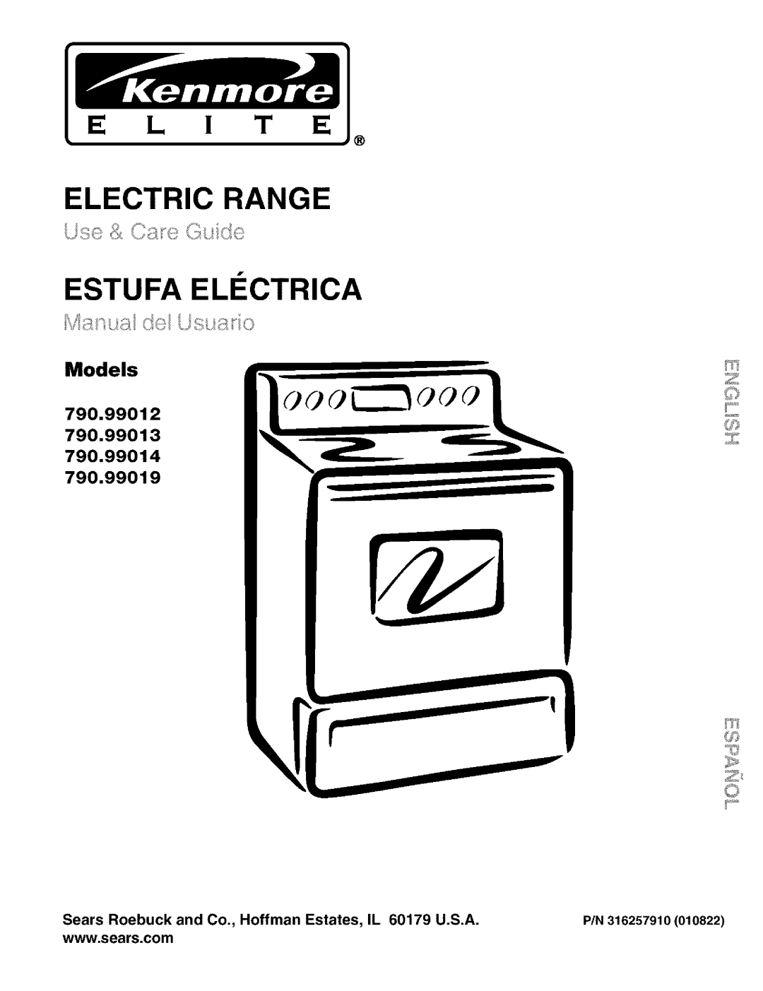 Kenmore 790.99012 manual Electric Range Estufa Electrica, Models 