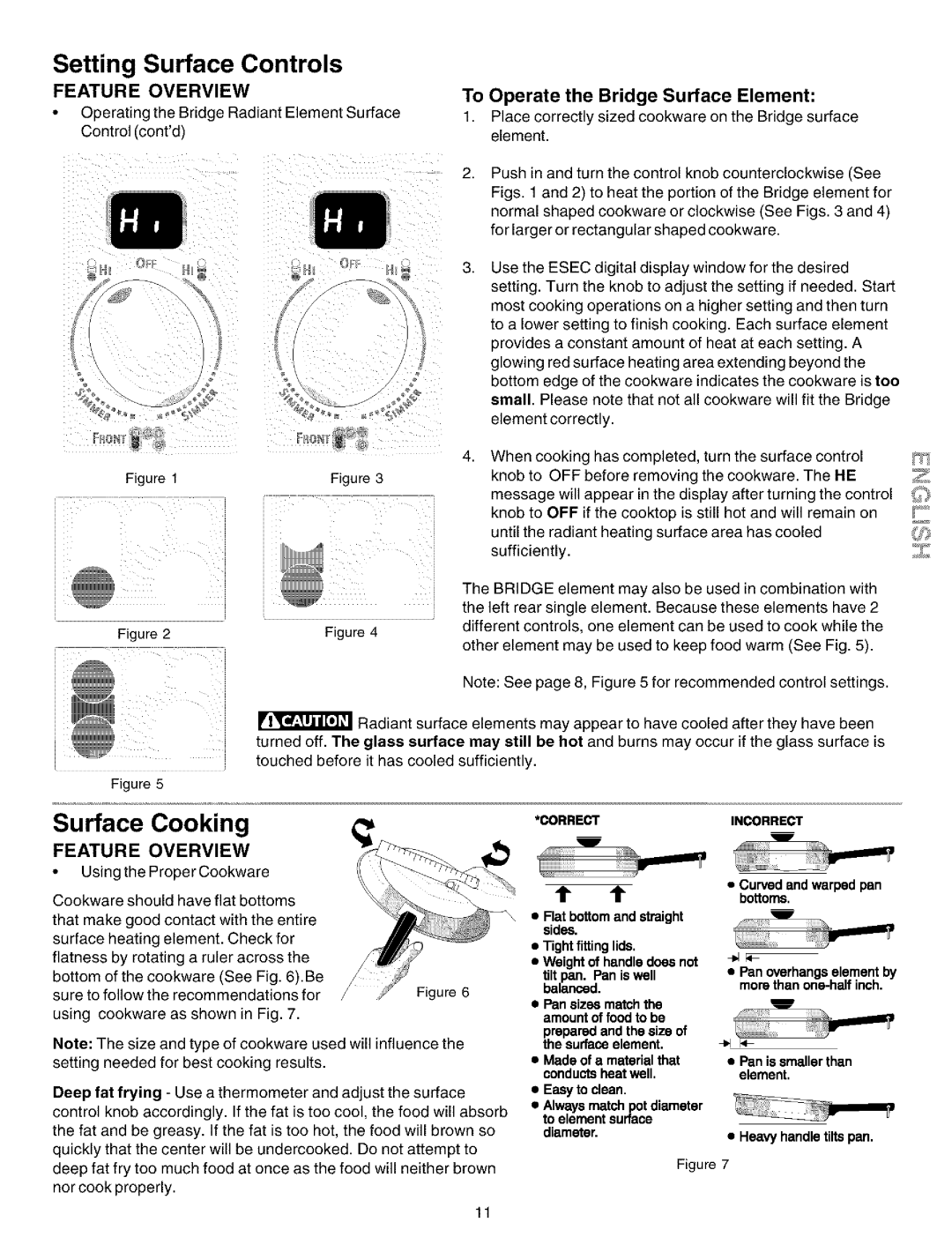 Kenmore 790.99012 manual To Operate the Bridge Surface Element, Curvedandwarpedpan bottoms, Panissmallerthan 