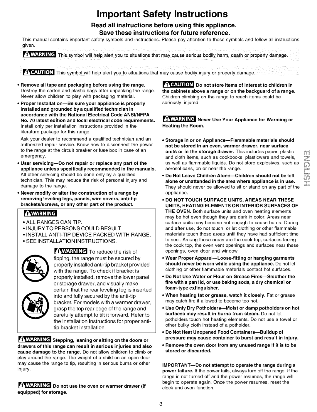 Kenmore 790.99012 manual Important Safety Instructions 