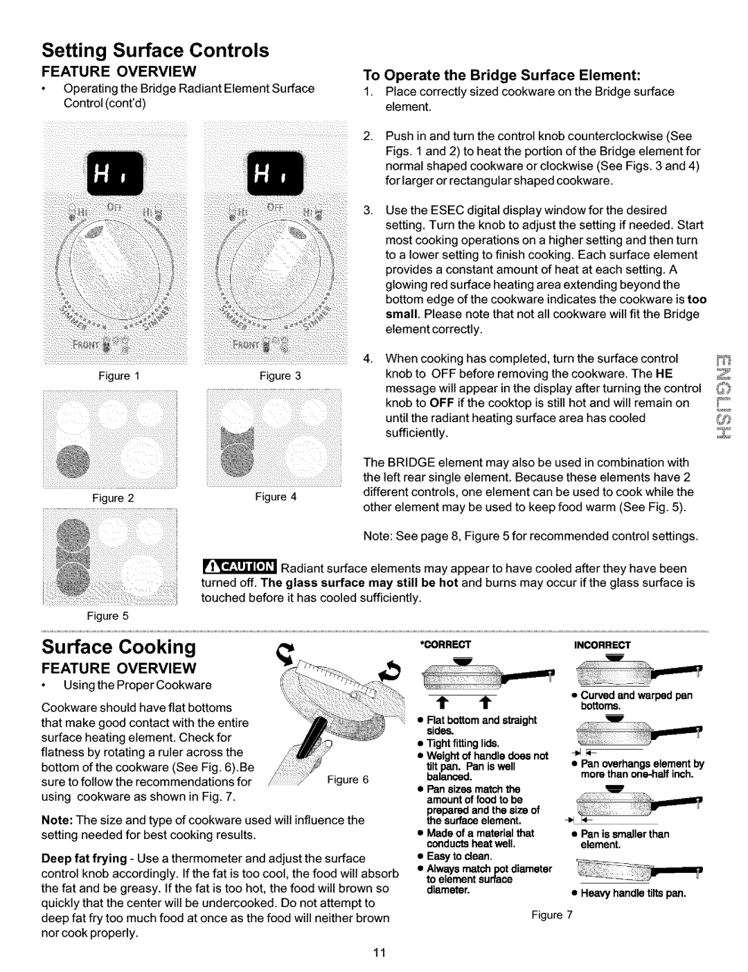 Kenmore 790.99014, 790.99013, 790.99019 manual Surface Cooking, Curvedandwarpedpan bottoms, Panissmallerthan element 