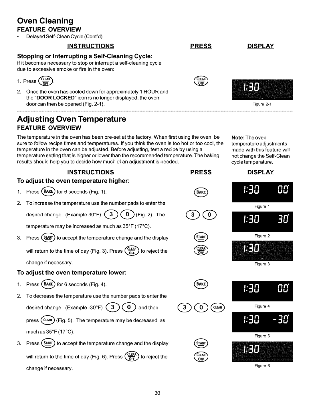 Kenmore 790.99013, 790.99019, 790.99014 Adjusting Oven Temperature, Press Display, To adjust the oven temperature higher 