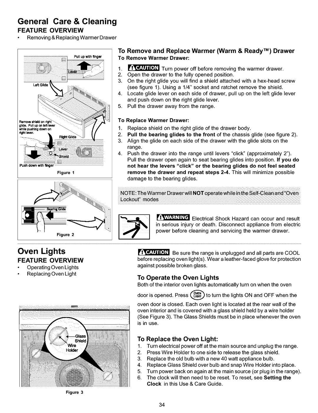 Kenmore 790.99019, 790.99013, 790.99014 manual To Operate the Oven Lights, To Replace the Oven Light 