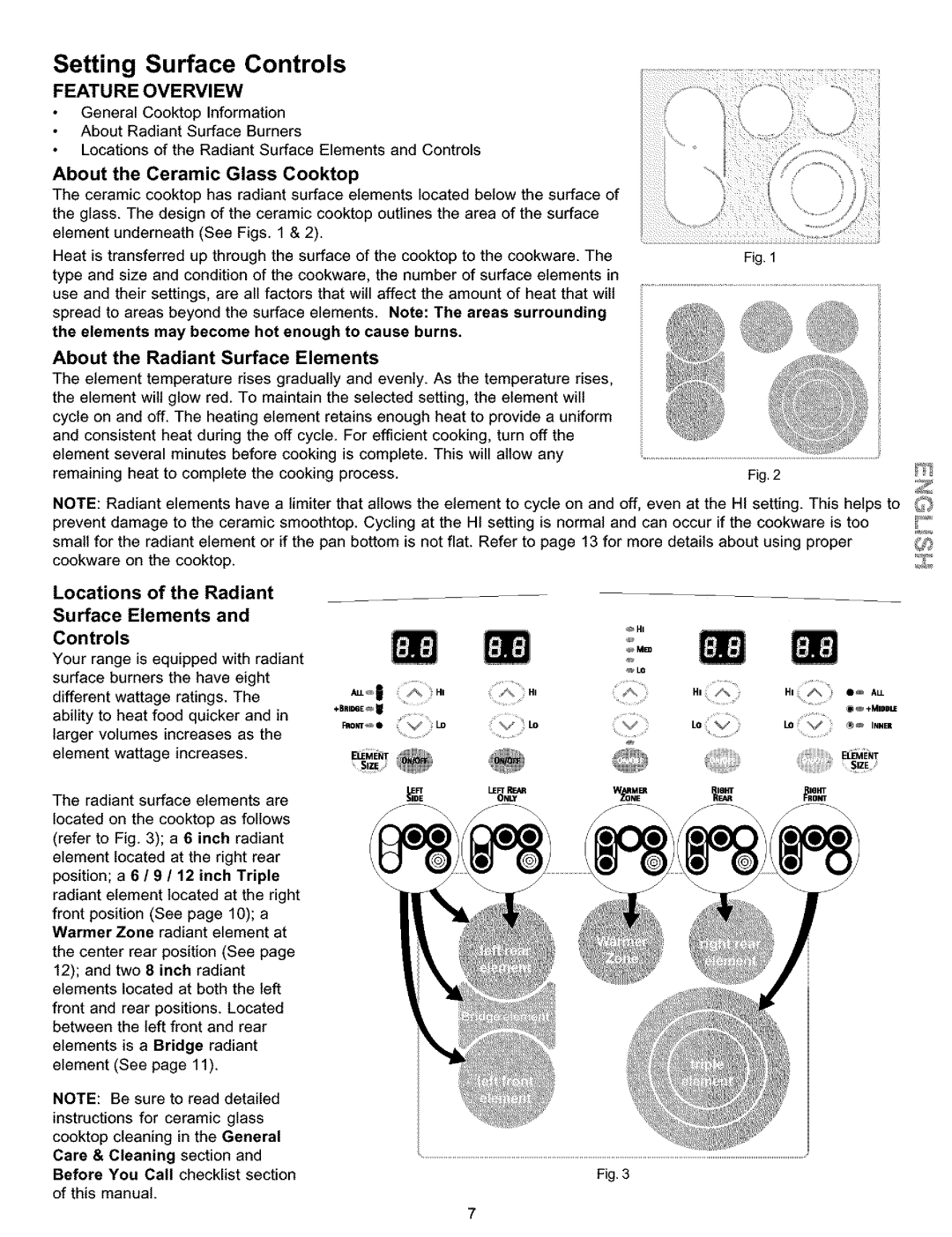 Kenmore 790.9911 manual Setting Surface Controls, Feature Overview, About the Ceramic Glass Cooktop 