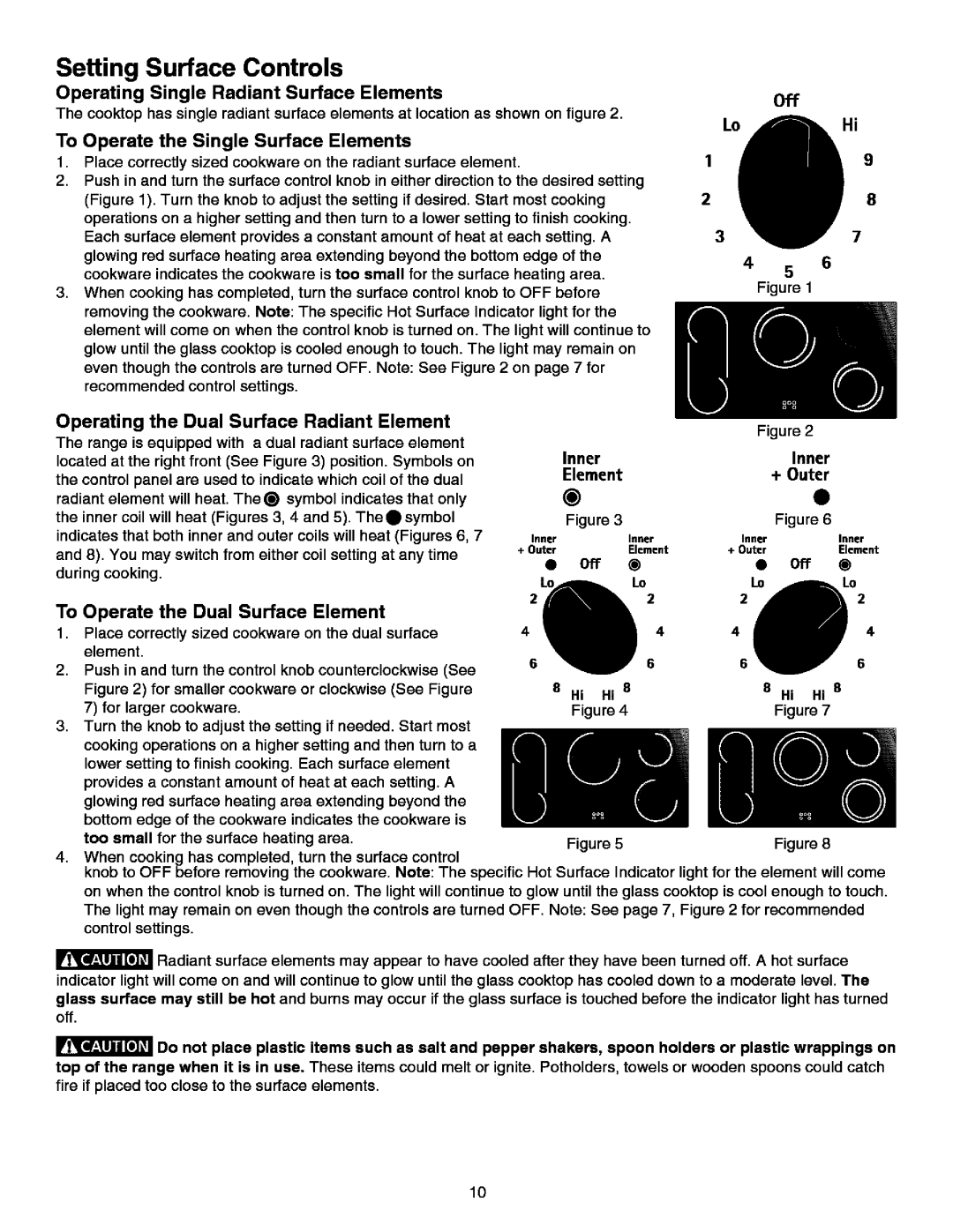 Kenmore 790.99613 manual Operating Single Radiant Surface Elements Off, To Operate the Single Surface Elements 