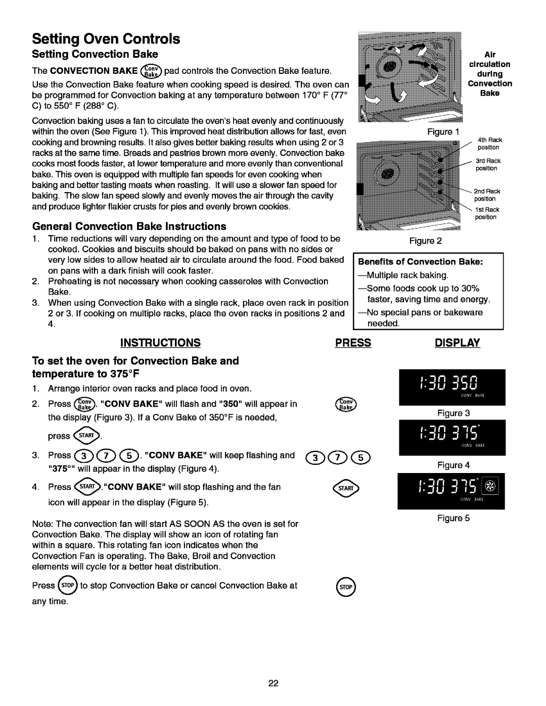 Kenmore 790.99613 manual Setting Convection Bake, General Convection Bake Instructions 